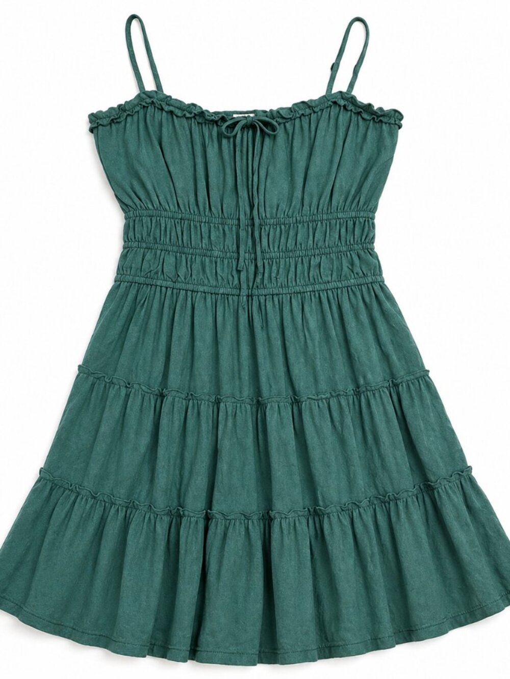 Trixxi Green Spaghetti Strap Tiered Mini Dress | Boho Summer Sundress XL